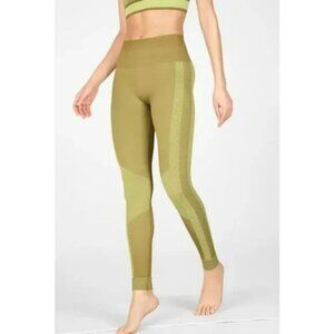 Fabletics High Waisted Seamless Check Leggings Thyme/Cool Mint Ribbed Size L